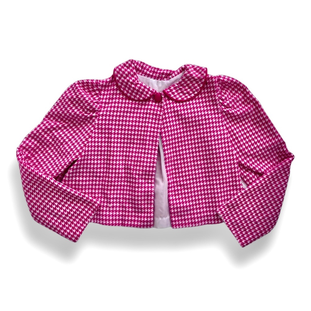 Rags Land | Limited Edition Rose Pink Smocked Houndstooth Boutique Jacket